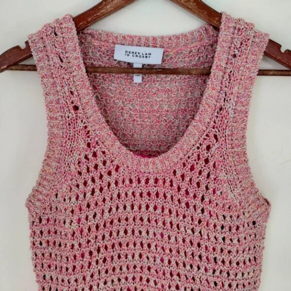 DEREK LAM 10 CROSBY Eliana Marled Open Knit Midi Dress Medium - Picture 2 of 6